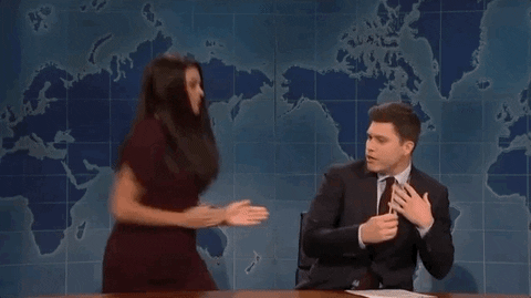 Cecily Strong And Her Karate Chop Technique Saturday Night Live GIF