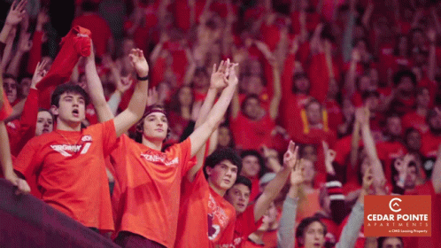 Cedar Pointe Real Estate Ad Behind Crowd of Fans