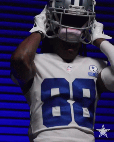 Ceedee Lamb Cowboys Helmet Flexing GIF