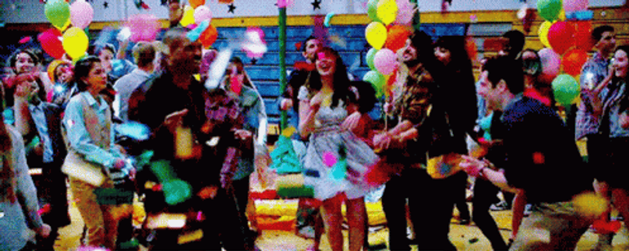 Celebrate Dance Party Confetti Balloons New Girl GIF