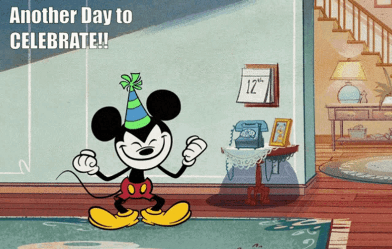 Celebrate Excited Mickey Mouse Animated Cartoon GIF