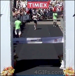 Celebrating Before Finish Line Fail GIF