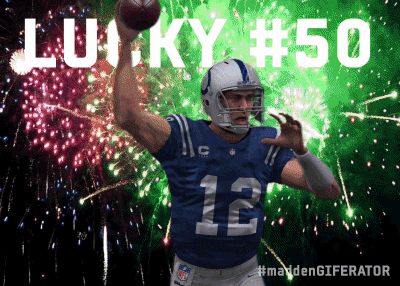 Celebrating Lucky Hashtag 50 Madden Character GIF