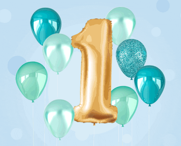 Celebration Balloon First Anniversary GIF