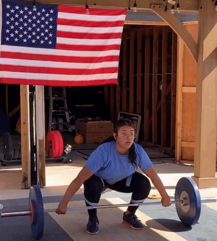 Celina Lifts Barbell Row To Make America Proud GIF