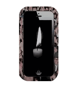 Cell Phone Displaying Hand Lighting Candle