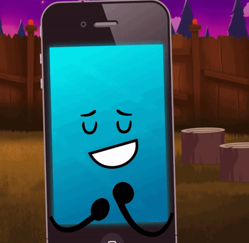 Cell Phone With Blue Face and Smile