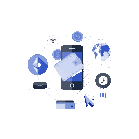 Cell Phone with Wallet and Send Button