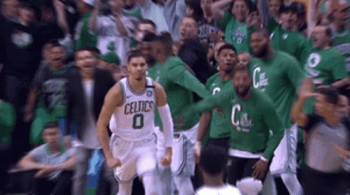 Celtics Basketball Player Surrounded by Fans