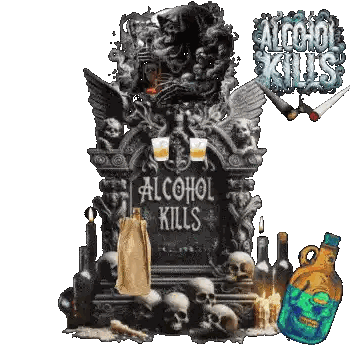 Cemetery Skull Bottles Alcohol Kills