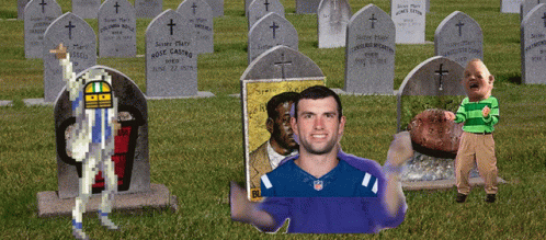 Cemetery With Man in NFL Uniform