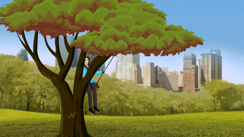 Central Park Swing Woman Art GIF