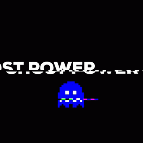 CG Ghost Power Logo With Pixelated Ghost GIF
