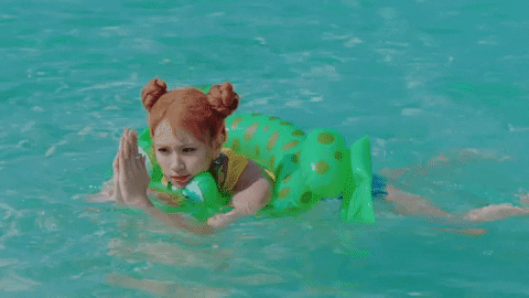 Chaeyoung Swimming In Pool With Floater GIF