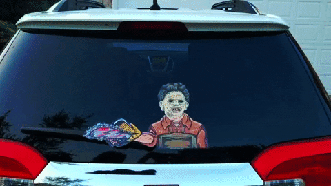 Chainsaw Michael Myers Halloween Windshield GIF