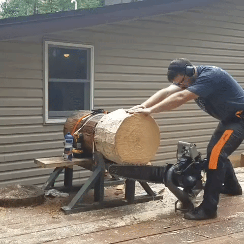 Chainsaw Woodcutting Tool House GIF