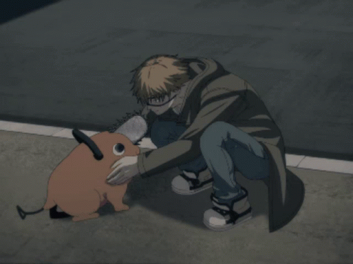 Chainsaw Man Denji Petting Pochita GIF