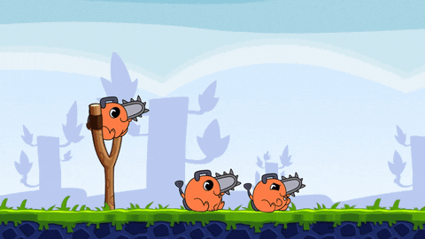 Chainsaw Man Pochita Angry Bird Game GIF