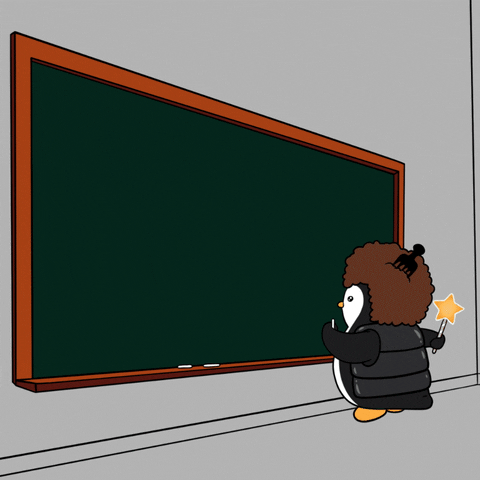 Chalk Board Penguin GIF