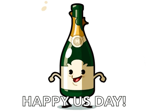 Champagne Bottle With Arms and Legs Happy US Day