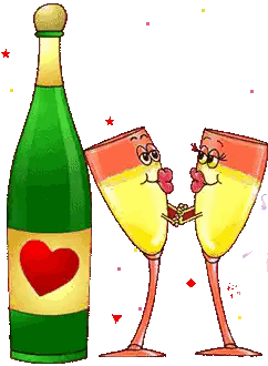 Champagne Bottle With Heart and Glasses