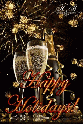 Champagne Bottle with Two Glasses