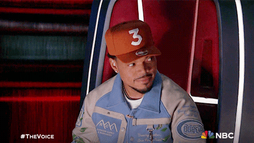 Chance The Rapper Wearing An Orange Hat With The Number 3 On It GIF