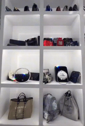 Chanel Bag on Shelf Next to Other Bags