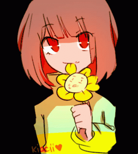 Chara Biting Flower GIF