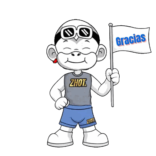 Character Holding Gracias Flag