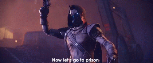 Character Holding Gun Now Let's Go to Prison
