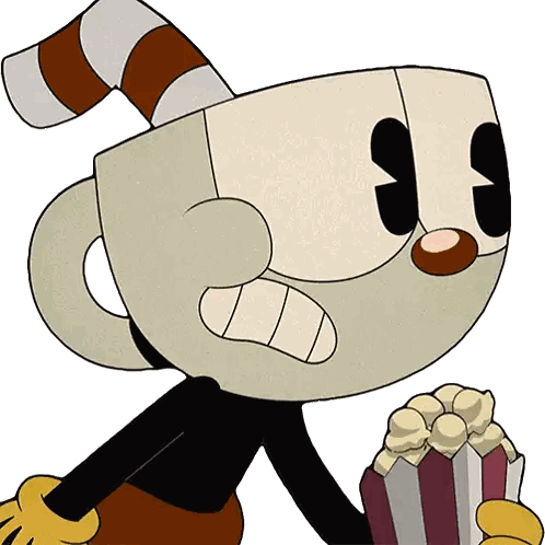 Character Holding Popcorn Bag