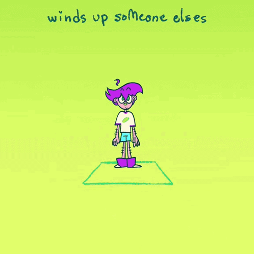Character Holding Purple Balloon Says I'm Just Saying