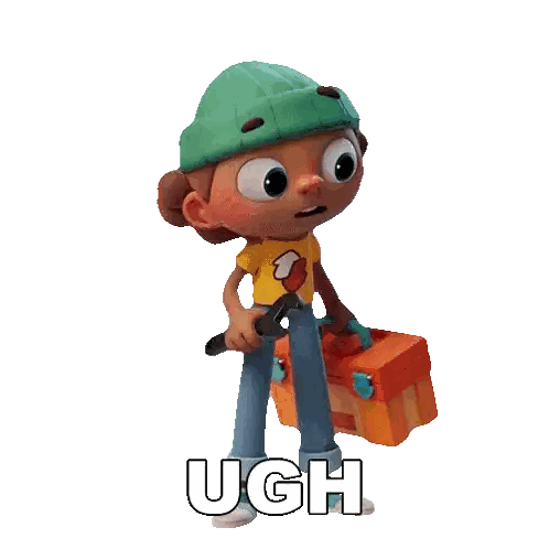 Character Holding Wrench and Toolbox Ugh