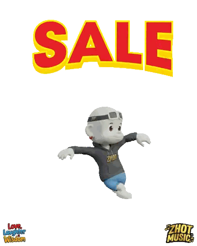 Character in Front of Sale Sign
