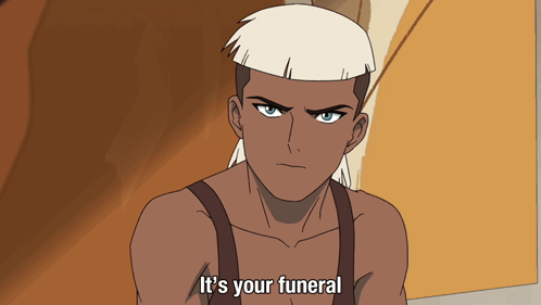 Character in Suspenders Says Its Your Funeral
