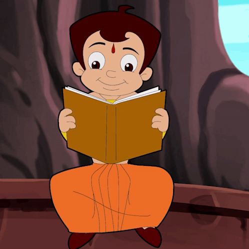 Character Reading Book While Sitting on Bench