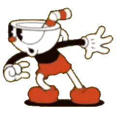Character with Cup on Head and Cane