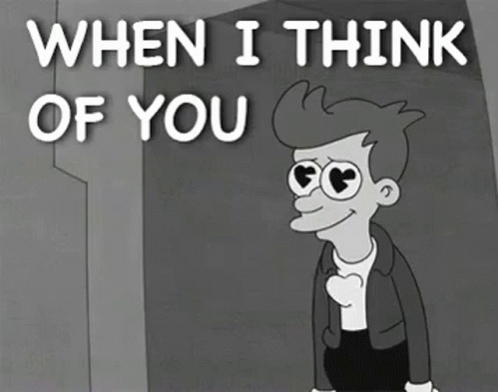 Character With Hearts in Eyes Saying When I Think of You