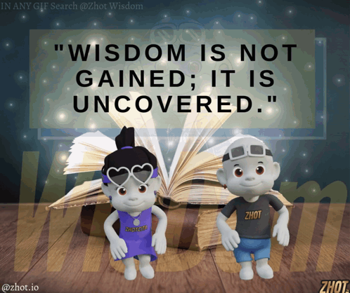 Characters Open Book Wisdom Is Not Gained It Is Uncovered