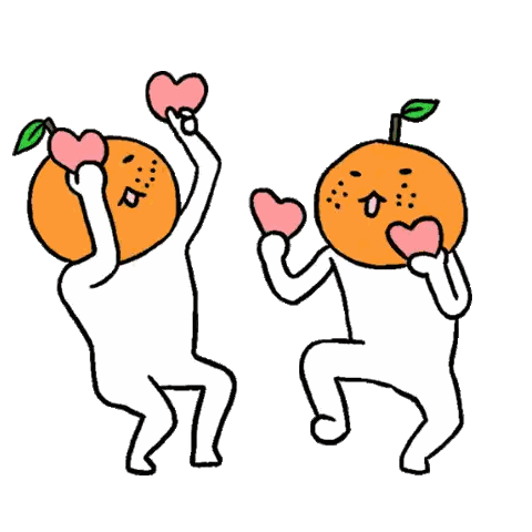 Characters with Oranges Holding Hearts