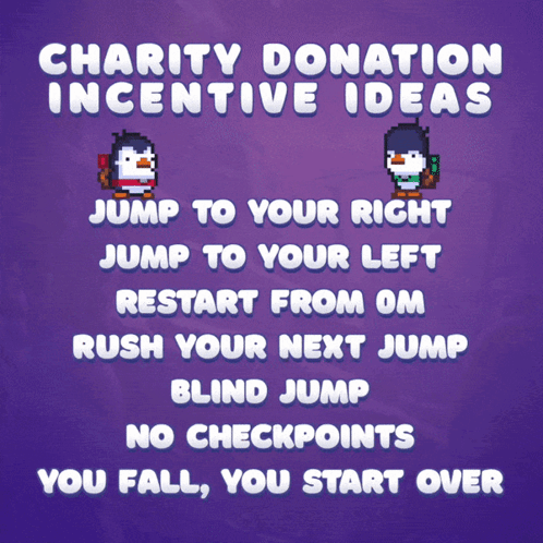 Charity Donation Incentive Poster With Two Penguins GIF