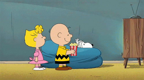 Charlie And Sally Giving Snoopy Popcorn Sunday GIF