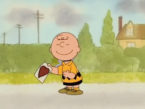 Charlie Brown Heart Valentines Card GIF