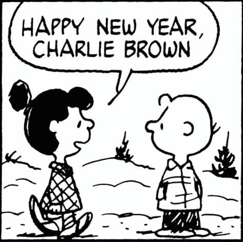 Charlie Brown And Lucy Wishing Happy New Year GIF
