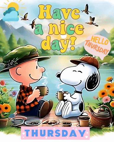 Charlie Brown And Snoopy Saying Have A Nice Day Hello Thursday GIF