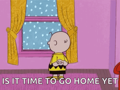 Charlie Brown Asks Time To Go Home Yet GIF