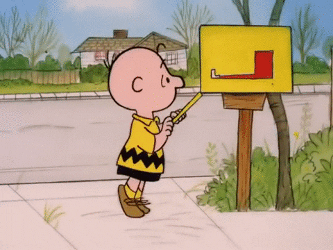 Charlie Brown Checking Mailbox GIF