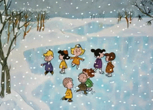 Charlie Brown Christmas Skating Snow GIF