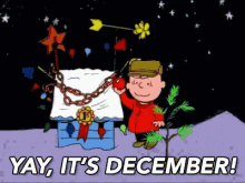 Charlie Brown Excited That It's December GIF